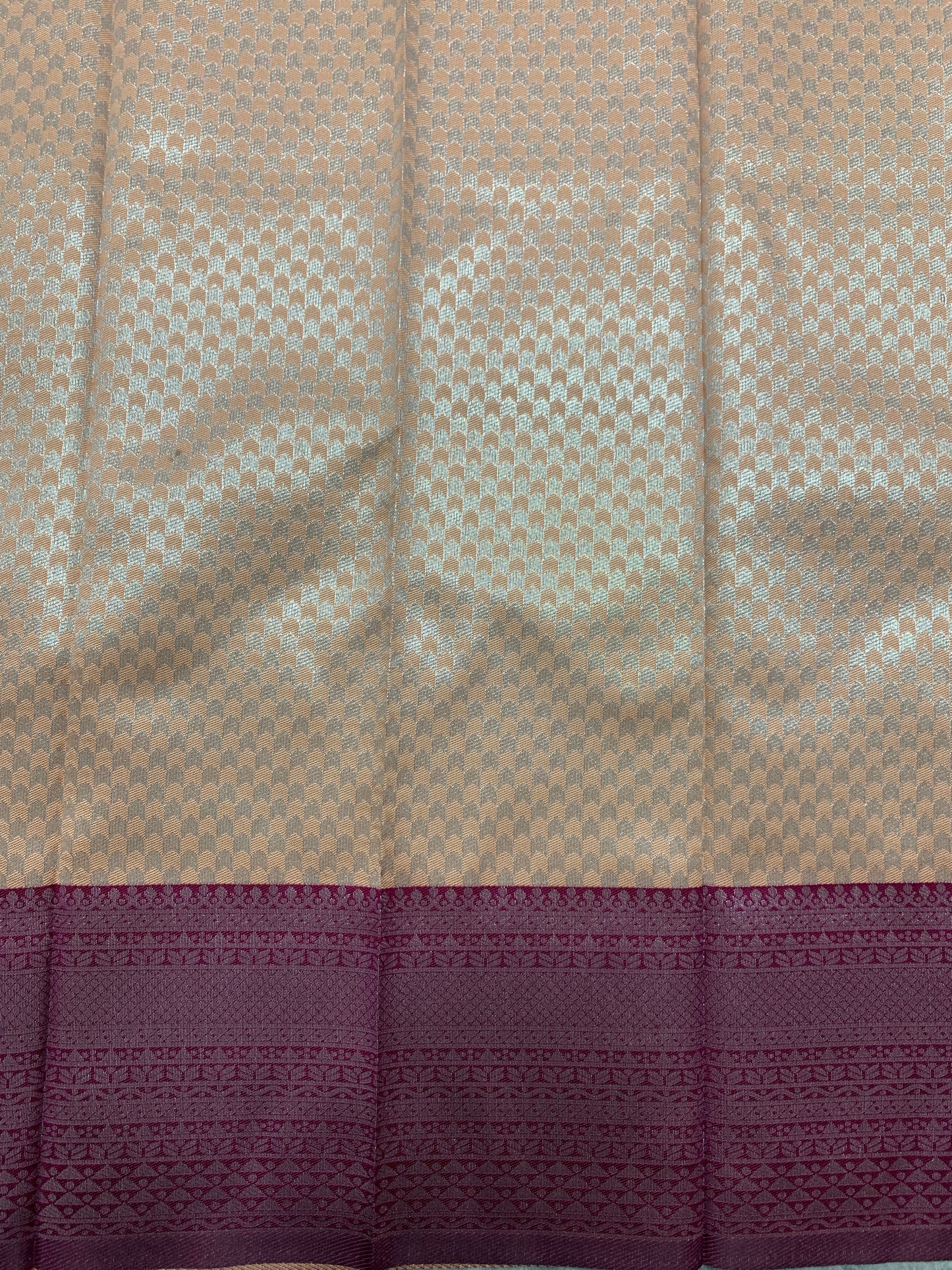 Art Silk Saree Light Peach Colour with Magenta Colour Border