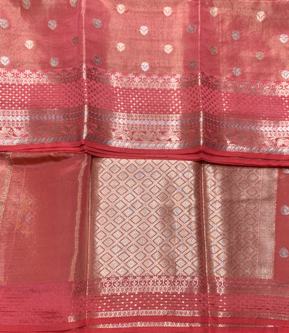 Meenakari Banaras Tissue Silk Saree Rose Pink Colour