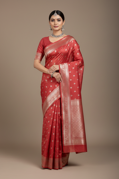 Meenakari Banaras Tissue Silk Saree Rose Pink Colour
