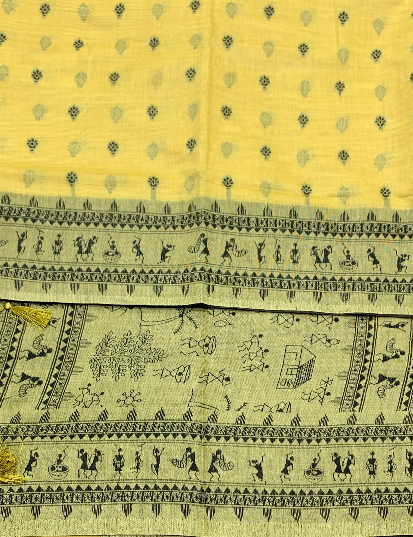 Banaras Katan Saree Yellow Colour with Katan Work Border