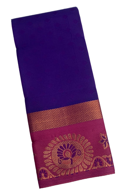 Synthetic Cotton Saree Blue Shade with Pink Border