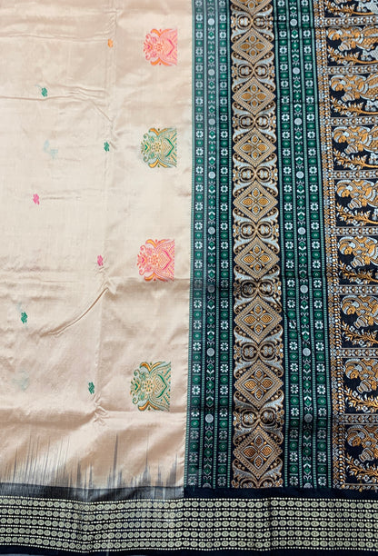 Pure Kanchipuram Silk Tussar Colour with Block Colour Thread Work Border