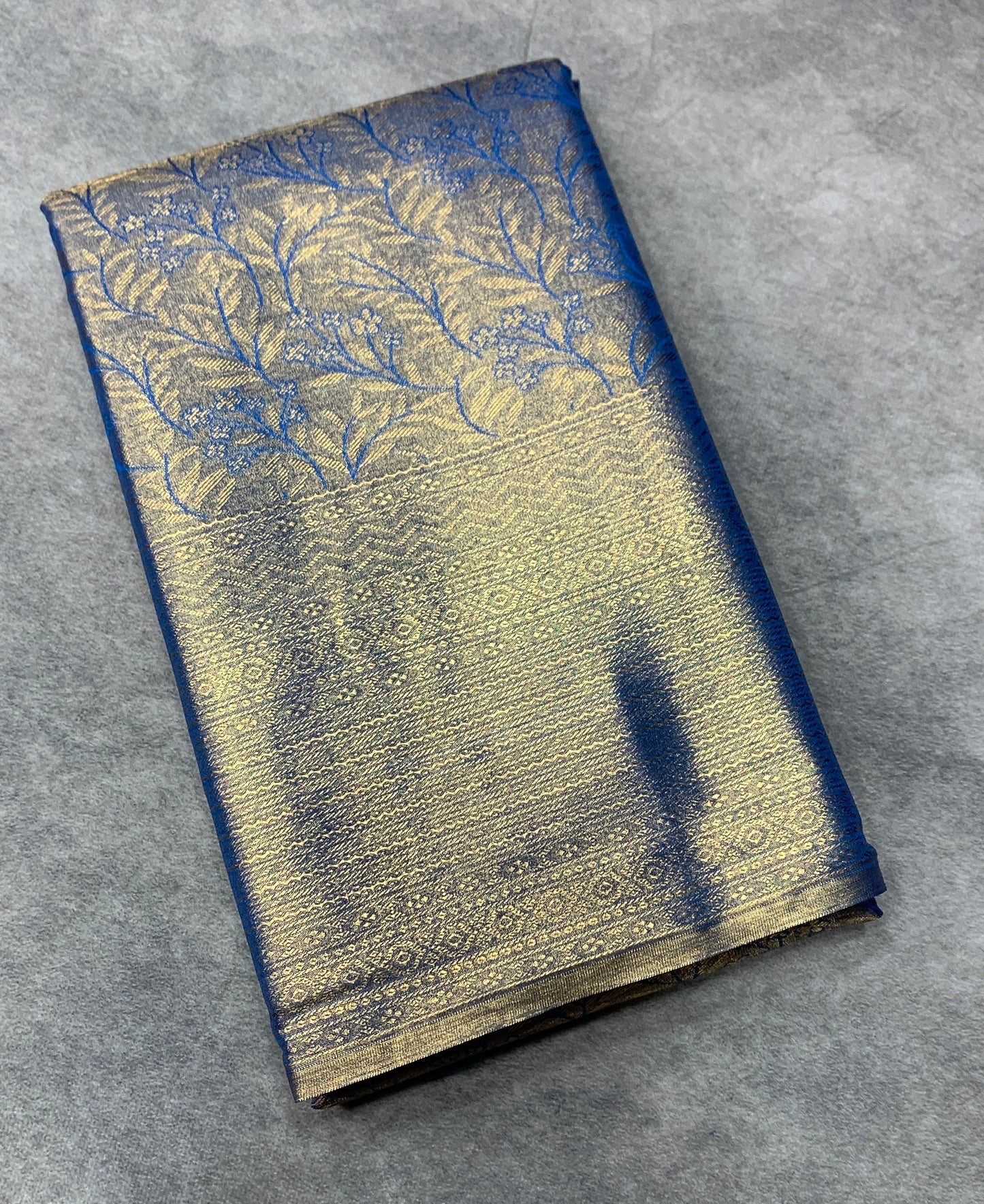 Fancy Tissue Saree Sky Blue Colour with Self Design Border