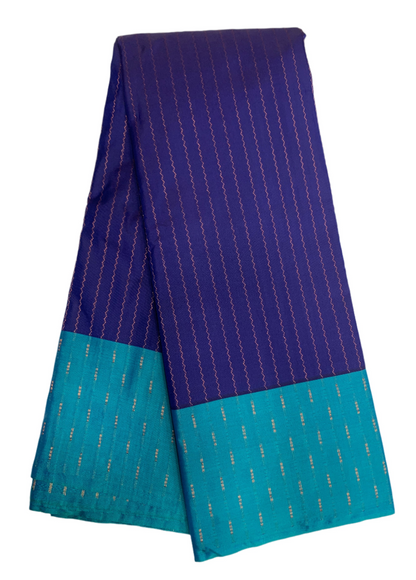 Arani Silk Saree Peacock Blue Colour with Sky Blue Border