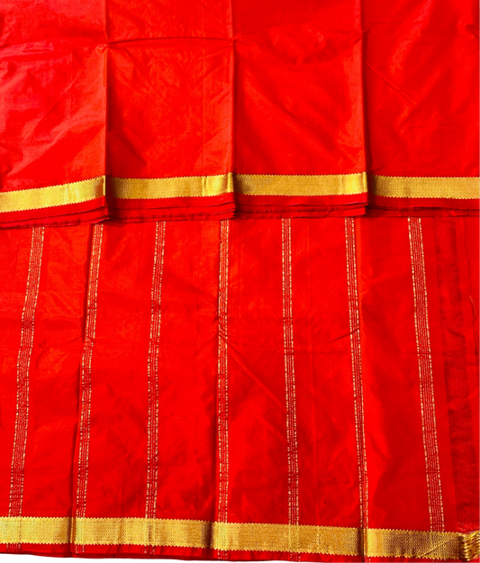 Arani Silk Saree Red Colour with Golden Border