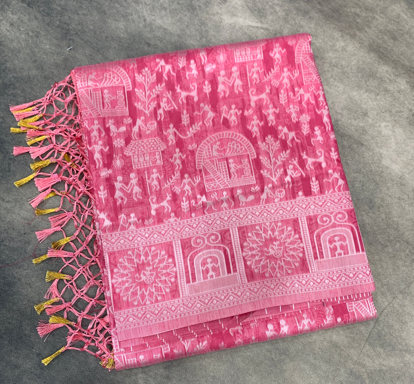 Banaras Katan Saree Pink Colour with Katan Work Border
