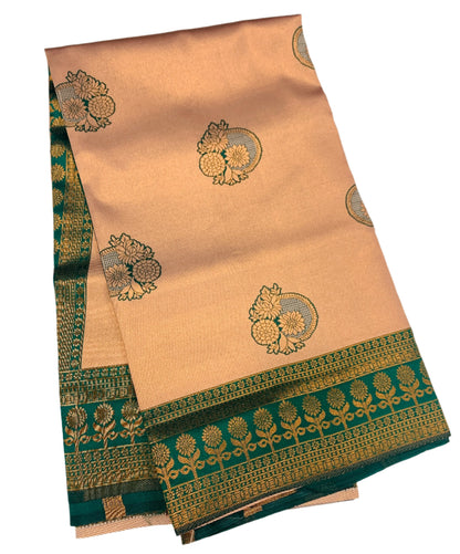 Art Silk Saree Sandal Colour with Green Border