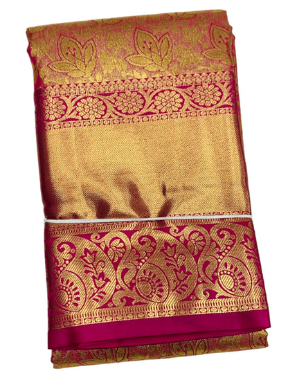 Baby Pink Shade Soft Kanchi Tissue Pattu Saree with Pink Border