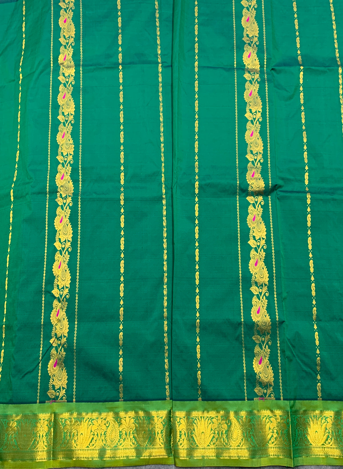 Light Green shade Semi Silk Kids Pattu Pavadai with Contrast border for age above 10 years