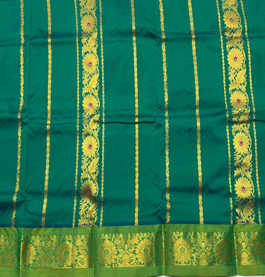Rama Green Shade Semi Silk Kids Pattu Pavadai with Self border for Age 2 to 5
