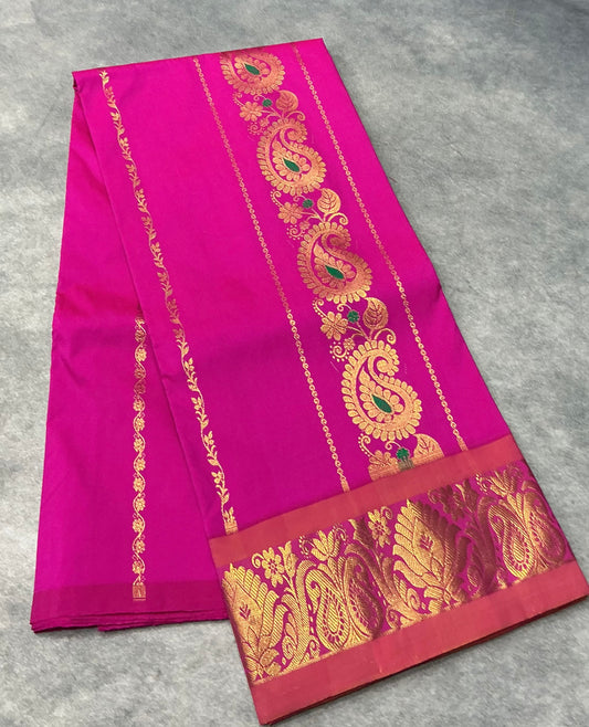 Pink Shade Semi silk Kids Pattu Pavadai with Contrast border for age 5 to 10