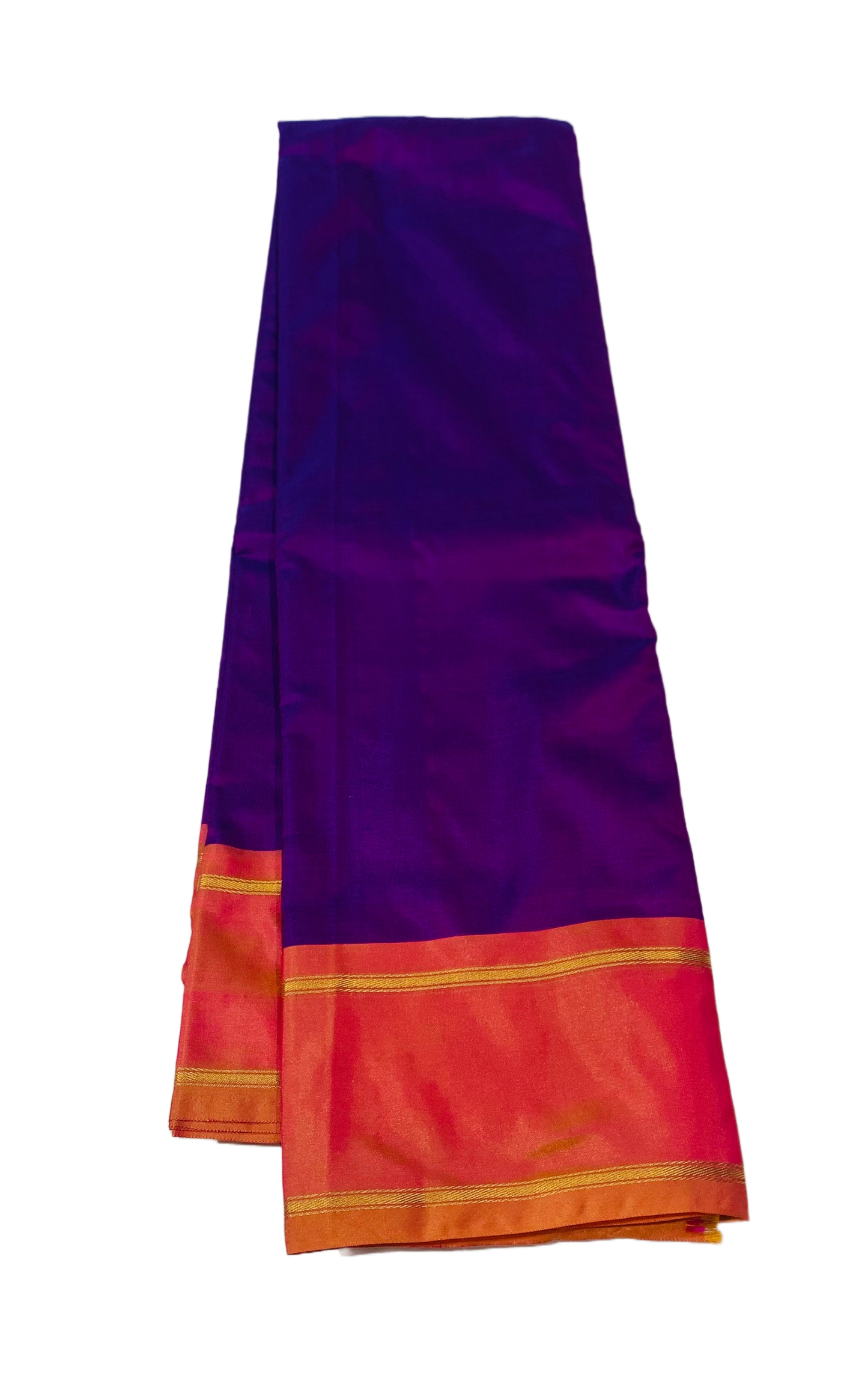 Arani Silk Saree Lavender Colour with Peach and Golden Border