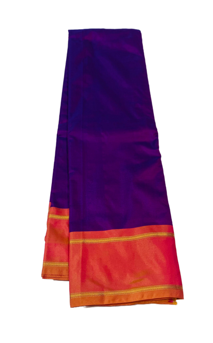 Arani Silk Saree Lavender Colour with Peach and Golden Border