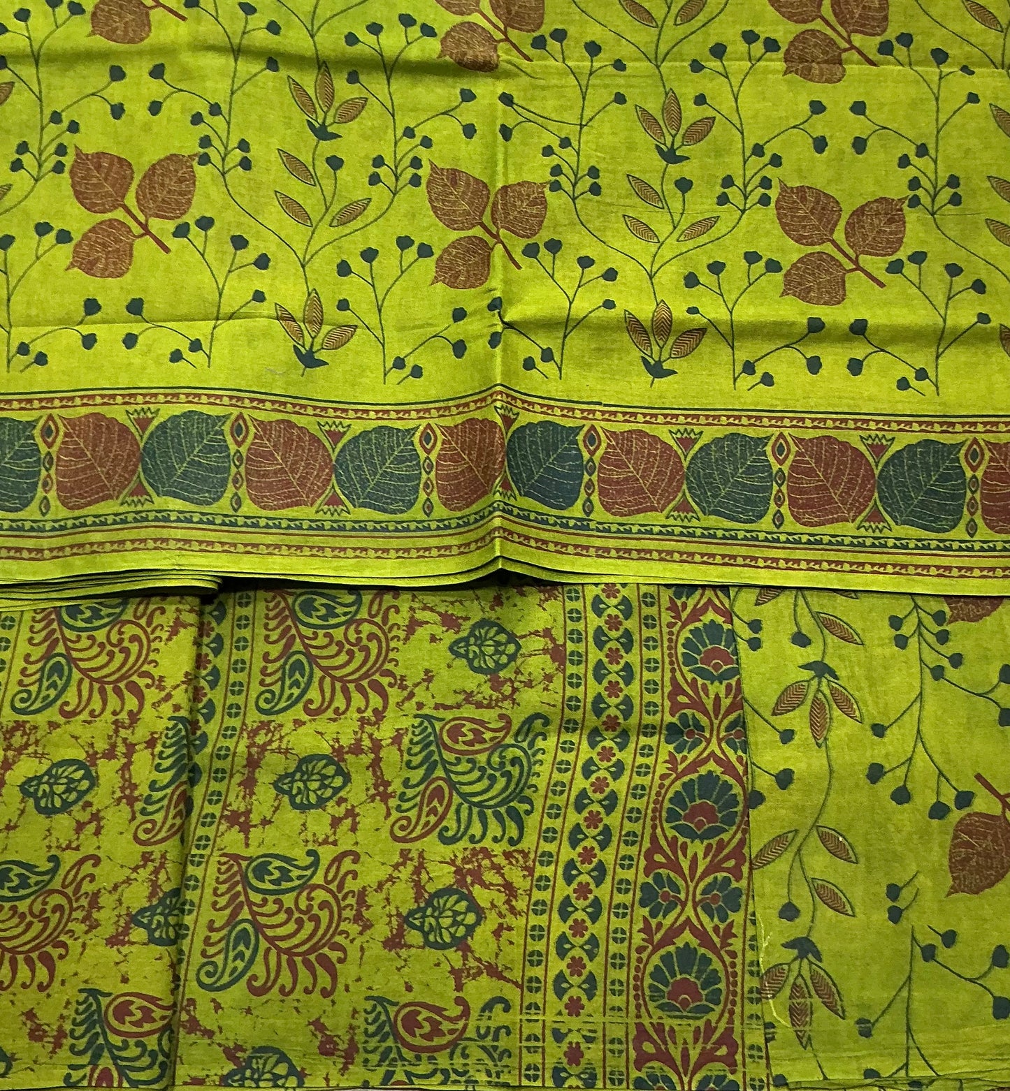 Chettinad Sungudi Cotton Olive Green Colour with Self Colour Border Design