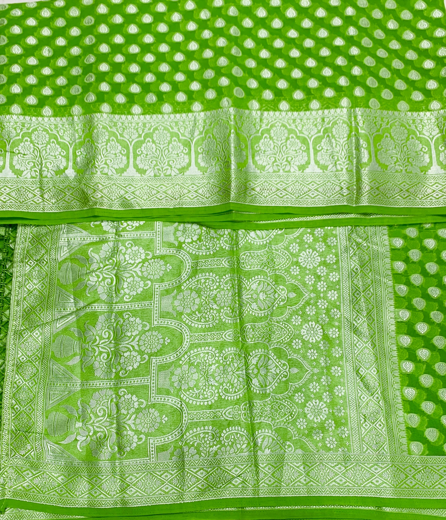 Georgette Saree Apple Green Colour