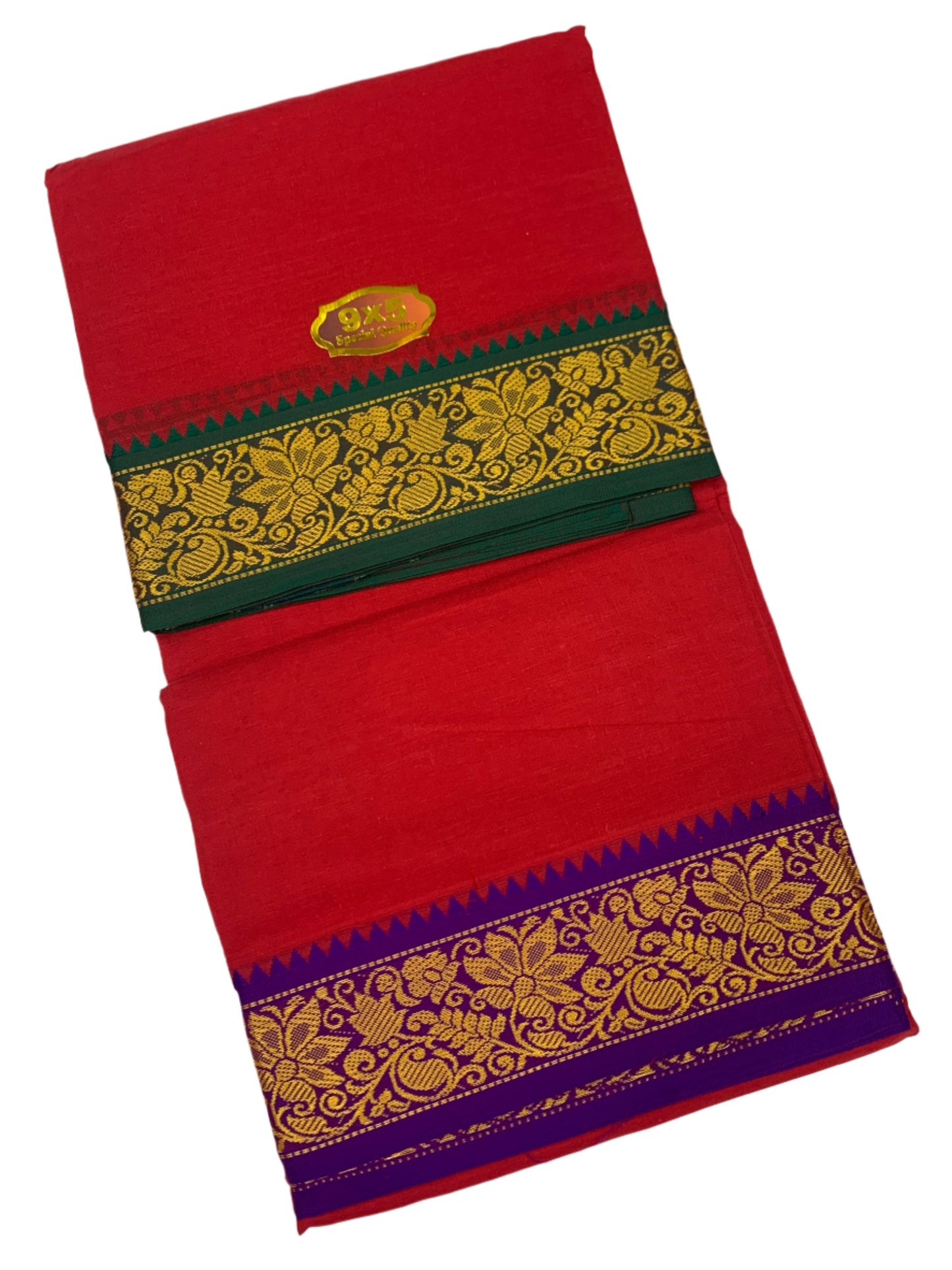 Red Colour Cotton Dhoti 9X5