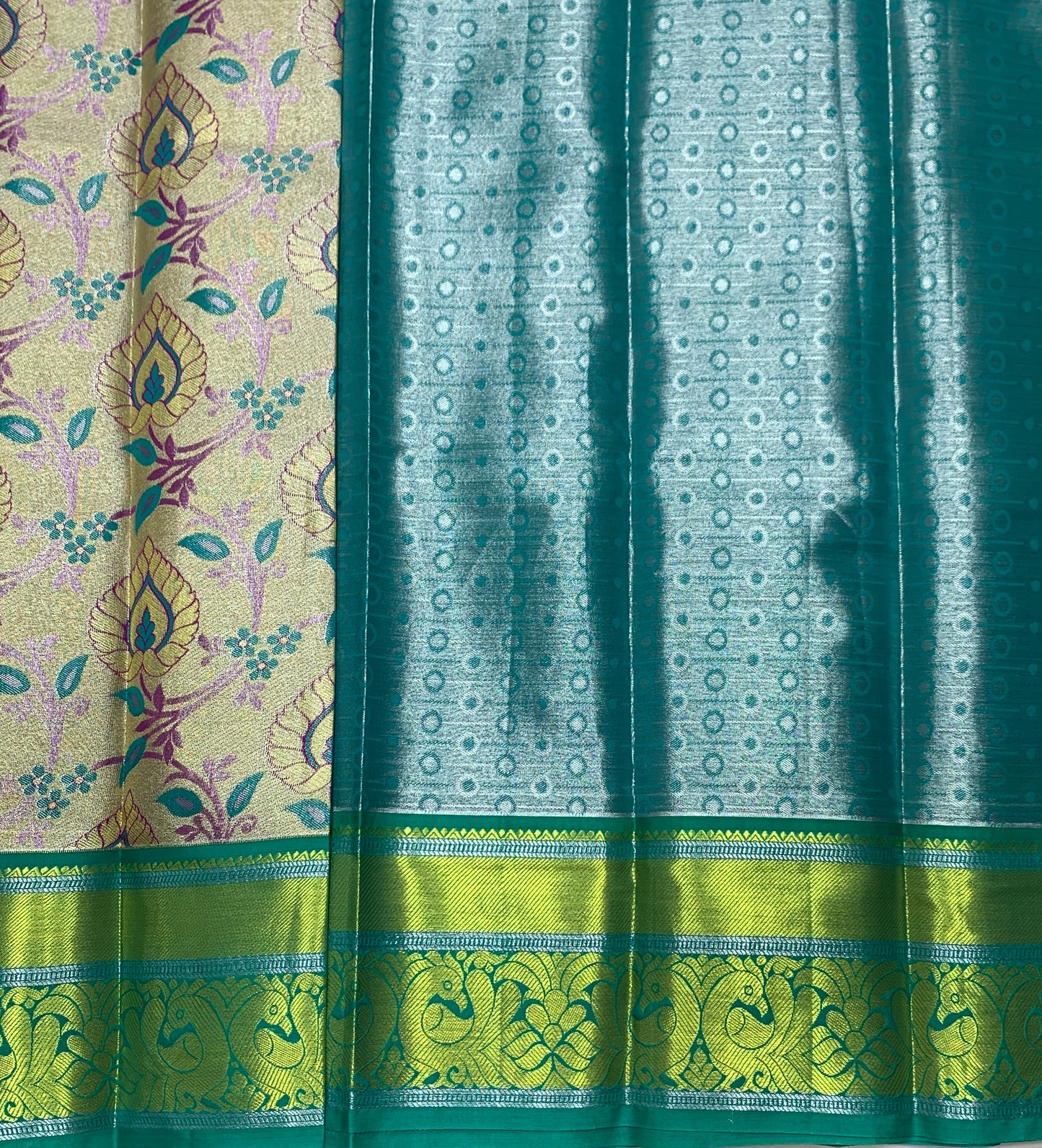 Sliver Shade Vegan Silk Kids Pattu Pavadai with Contrast Border for age 2 to 5