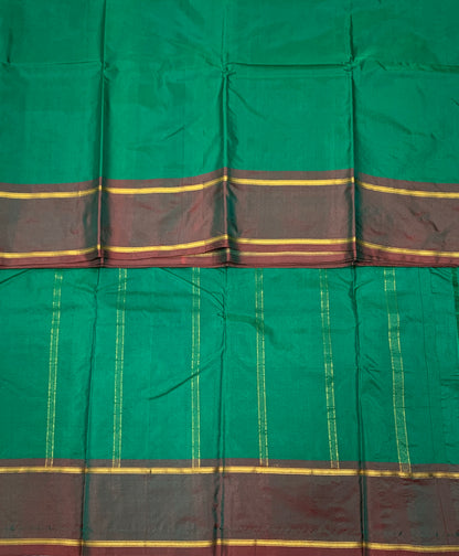 Arani Silk Saree Green Colour with Wine Maroon and Golden Border