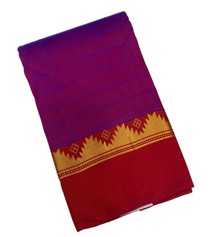 Pure Kanchipuram Silk Saree Purple shade with Red Border