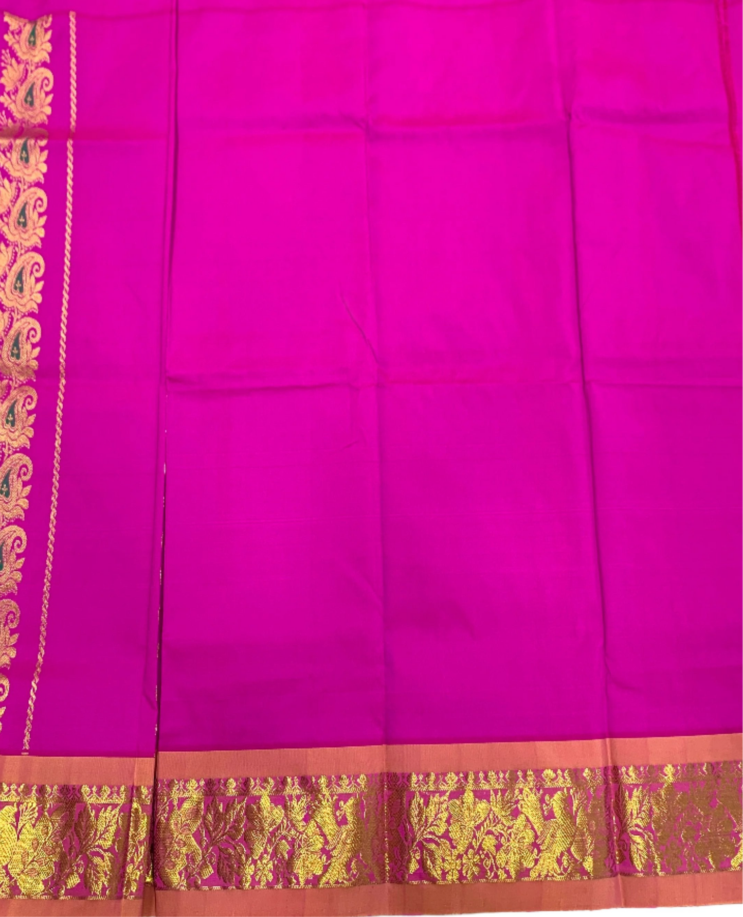 Pink shade Semi silk Kids Pattu Pavadai with contrast border for age 2 to 5