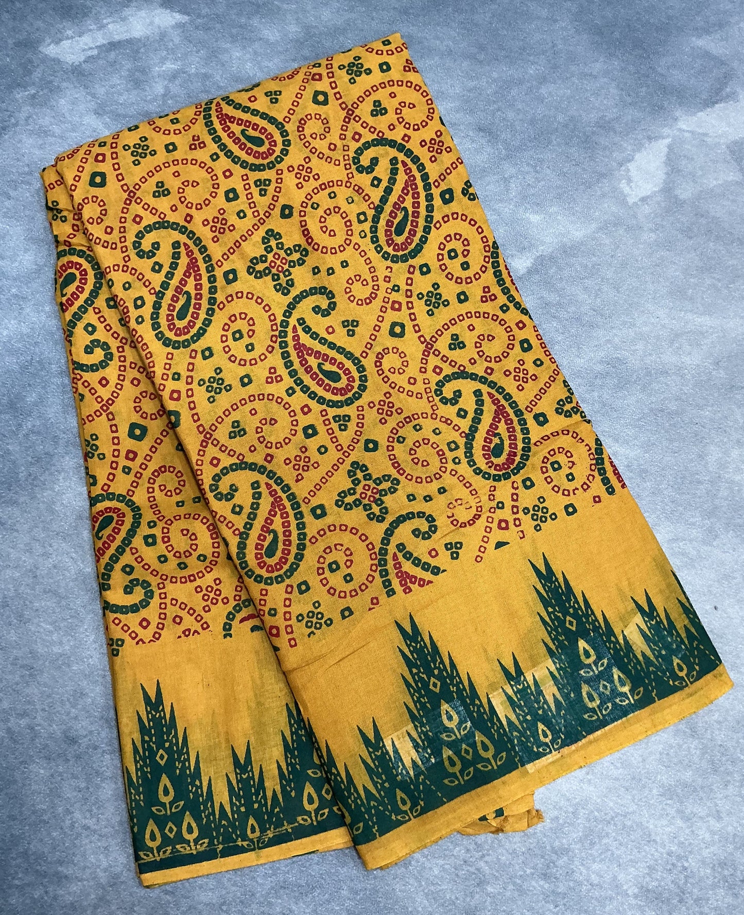 MulMul Cotton Mustard Yellow Colour with Temple Border