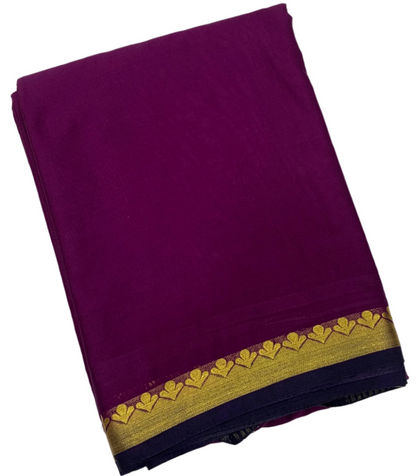 Crepe Saree Magenta Colour with Floral Design Border