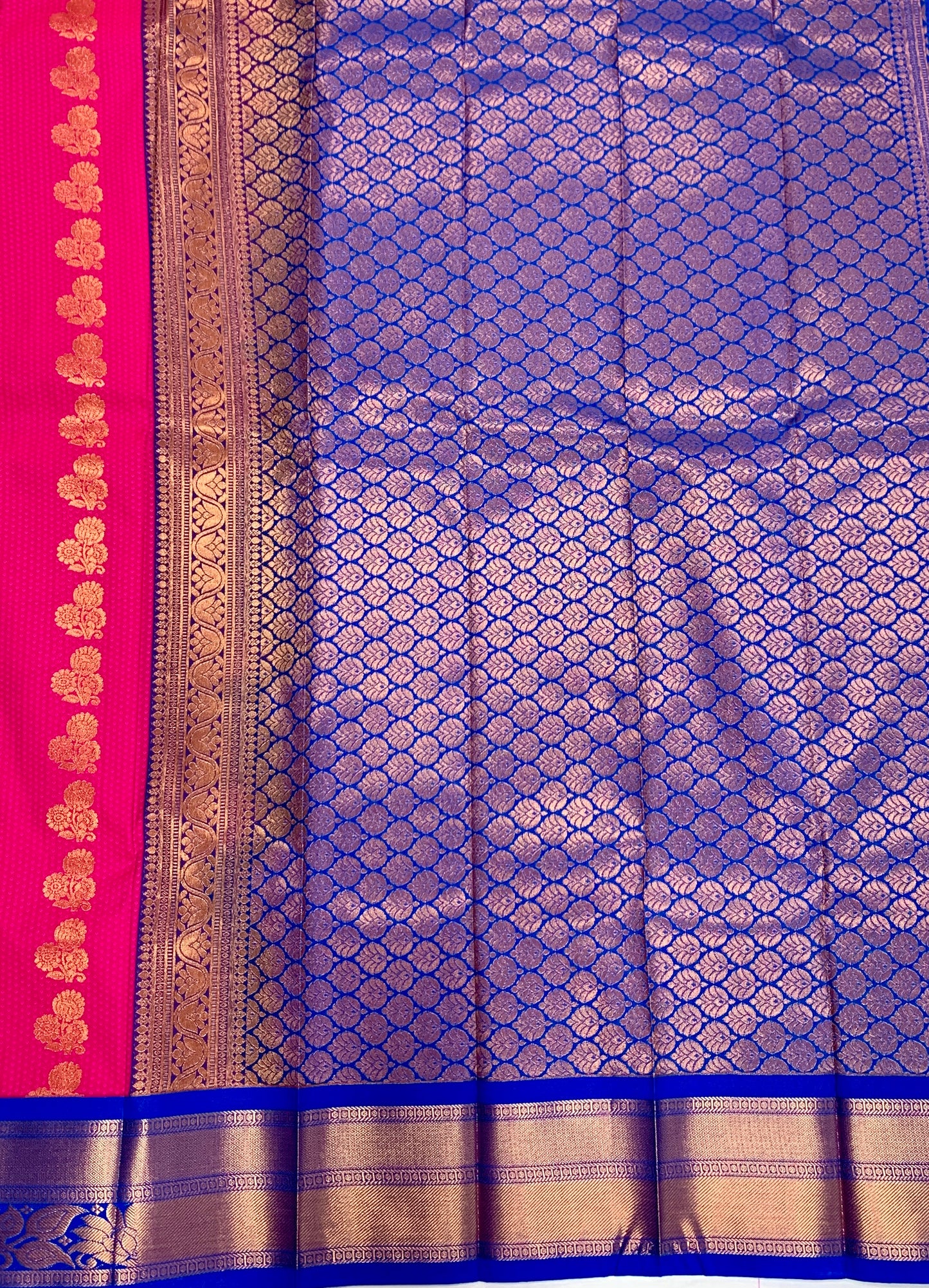 Vegan Silk Saree Pink shade with Blue Border