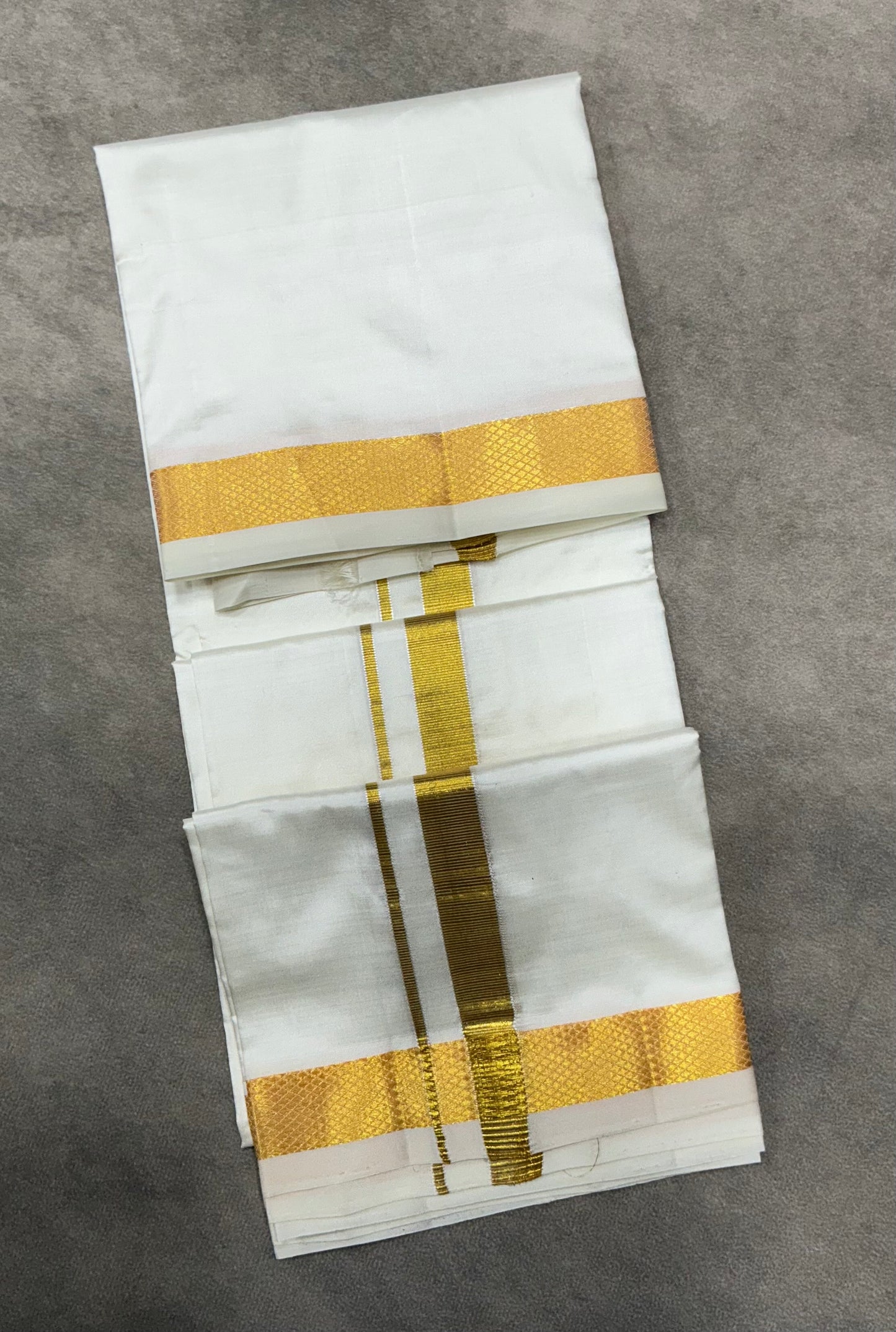 4 Mulam Silk Pooja Towel Cream  Colour with Zari Border