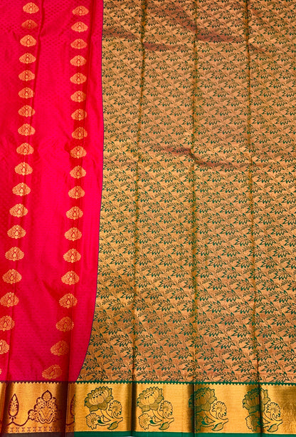 Vegan Silk Saree Maroon Colour with Copper Border