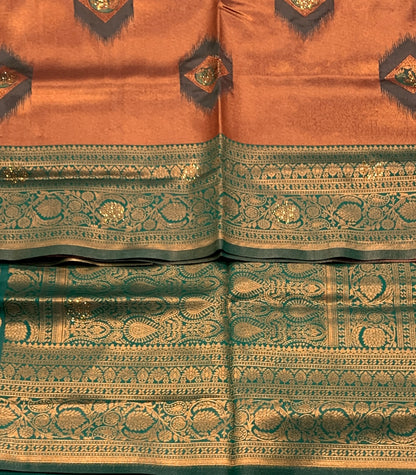 Art Silk Saree Maroon Colour and Stone Work with Green Border
