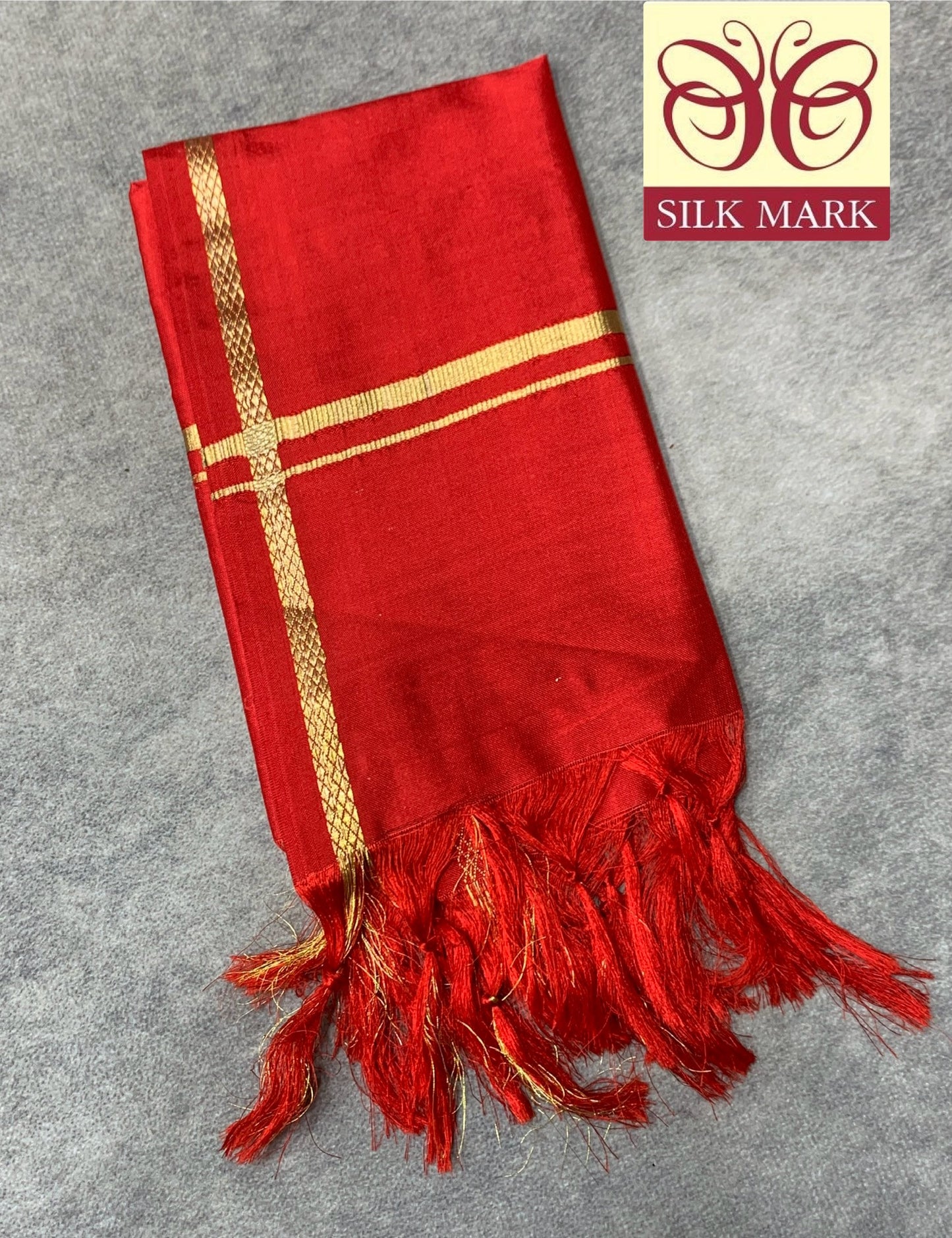 2 Mulam Silk Pooja Towel Red Colour