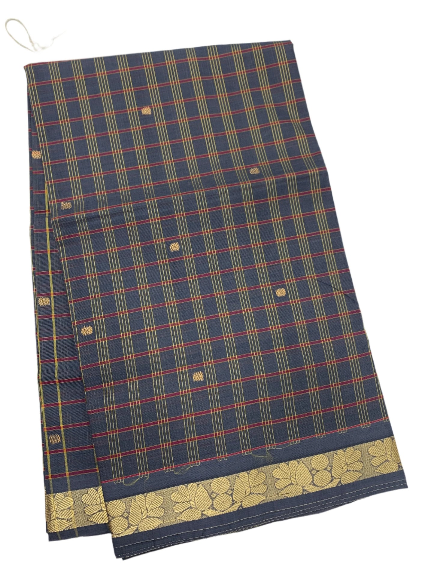 Chettinad Cotton Saree Gray Shade with Flower Design Border