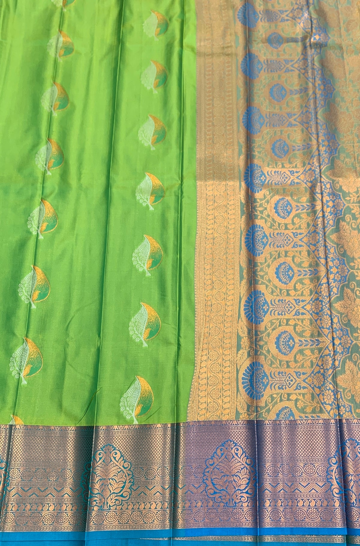 Soft Silk Casual Saree Lime Green Colour with Rama Green Colour Border