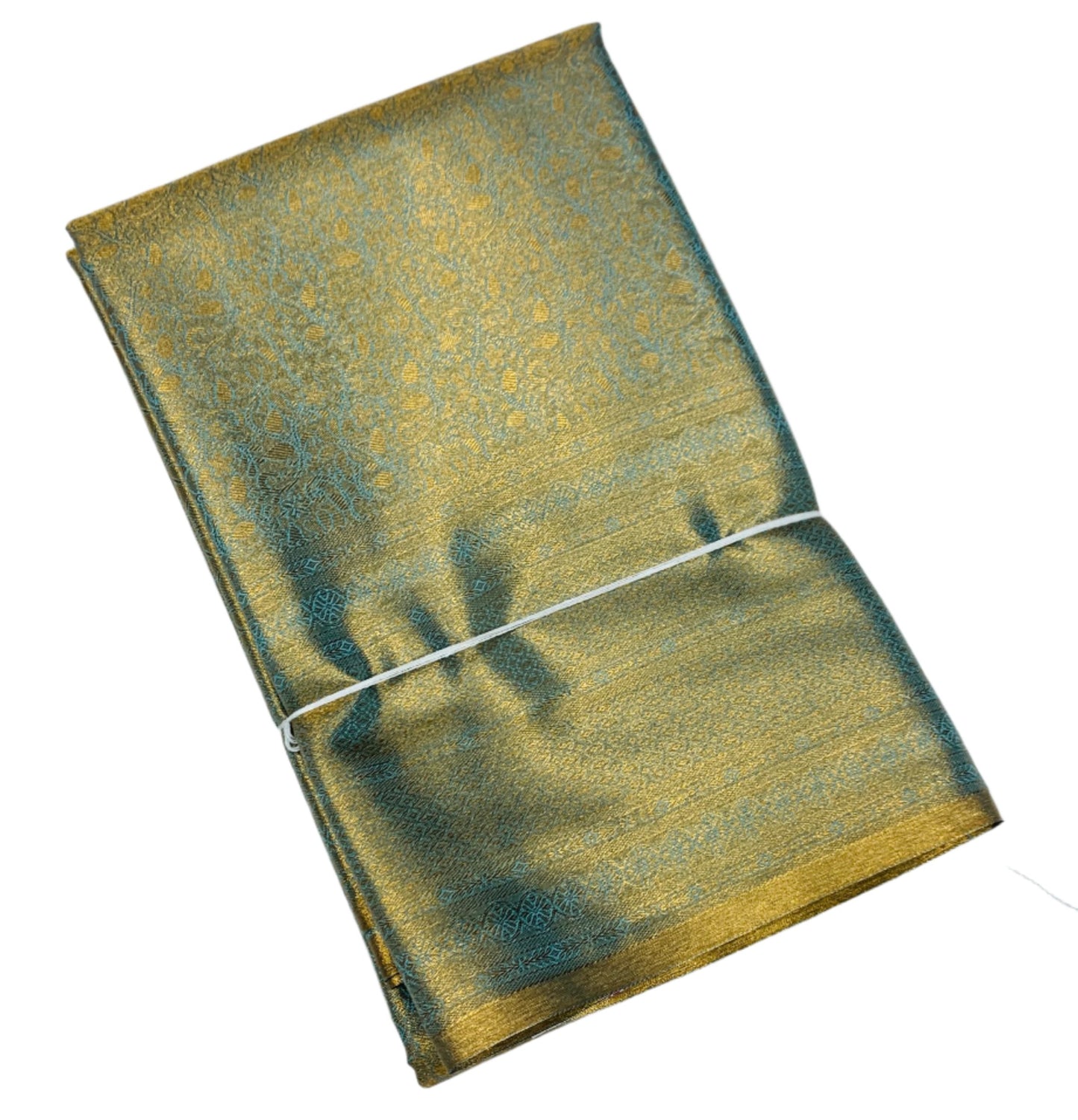 Sapphire and Golden Colour Soft Kanchi Tissue Pattu Saree with Self Border