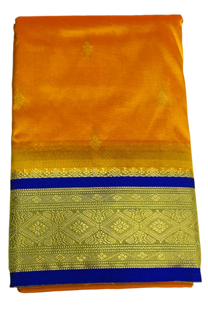 Yellow Shade Saree with Golden and Blue Border