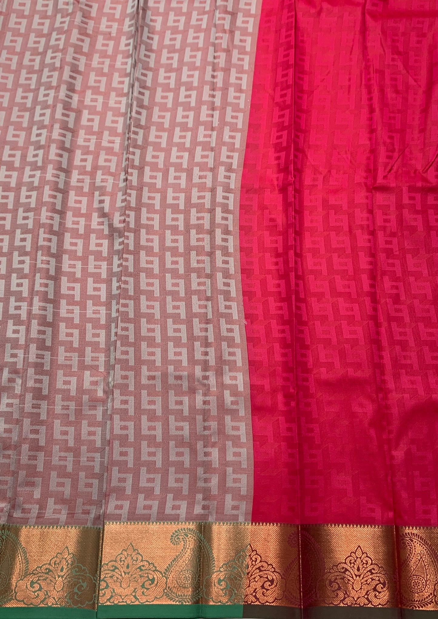 Synthetic Cotton Saree Biscuit Shade with Golden Zari Border