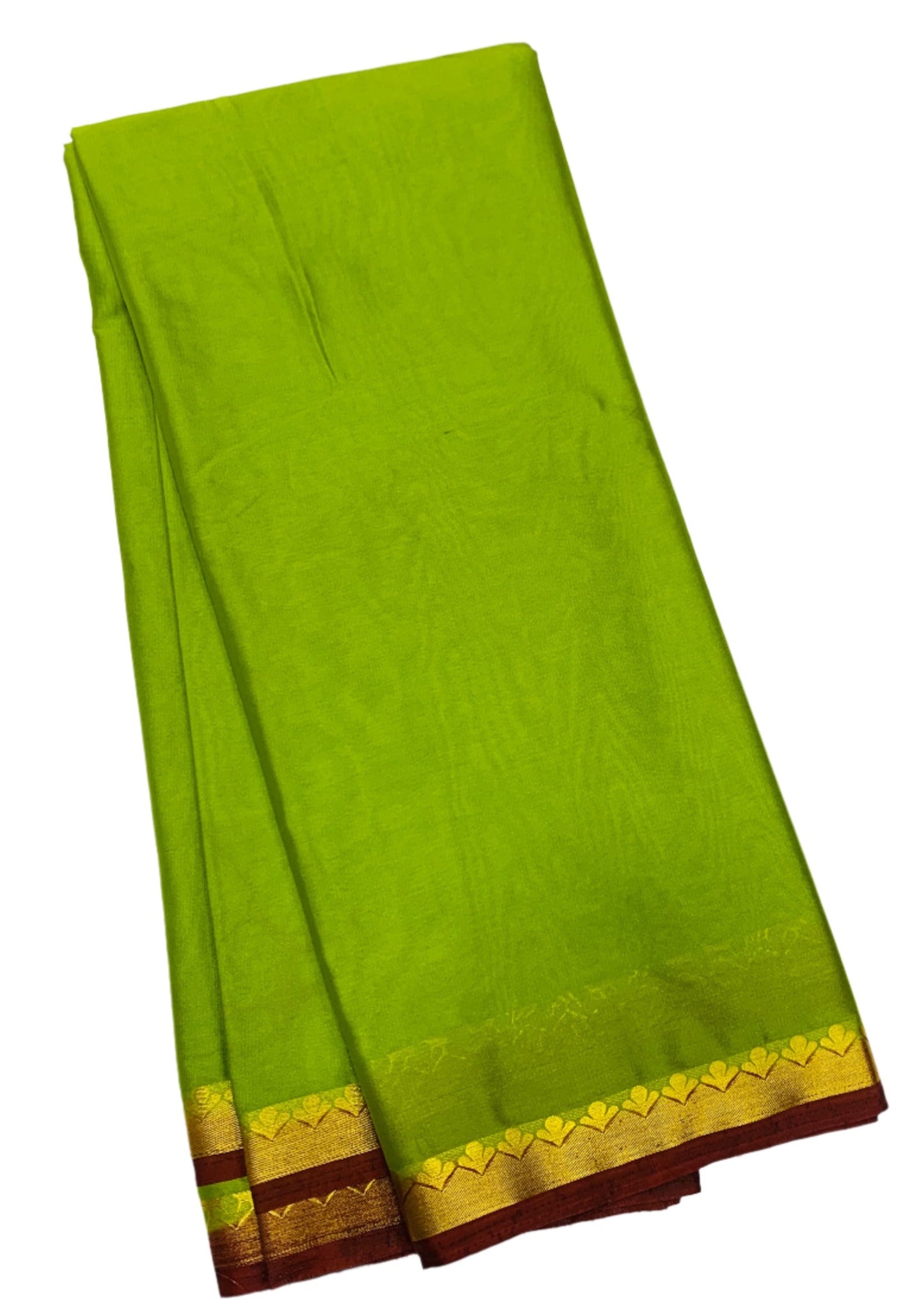 Crepe Saree Olive Green Colour with Floral Design Border