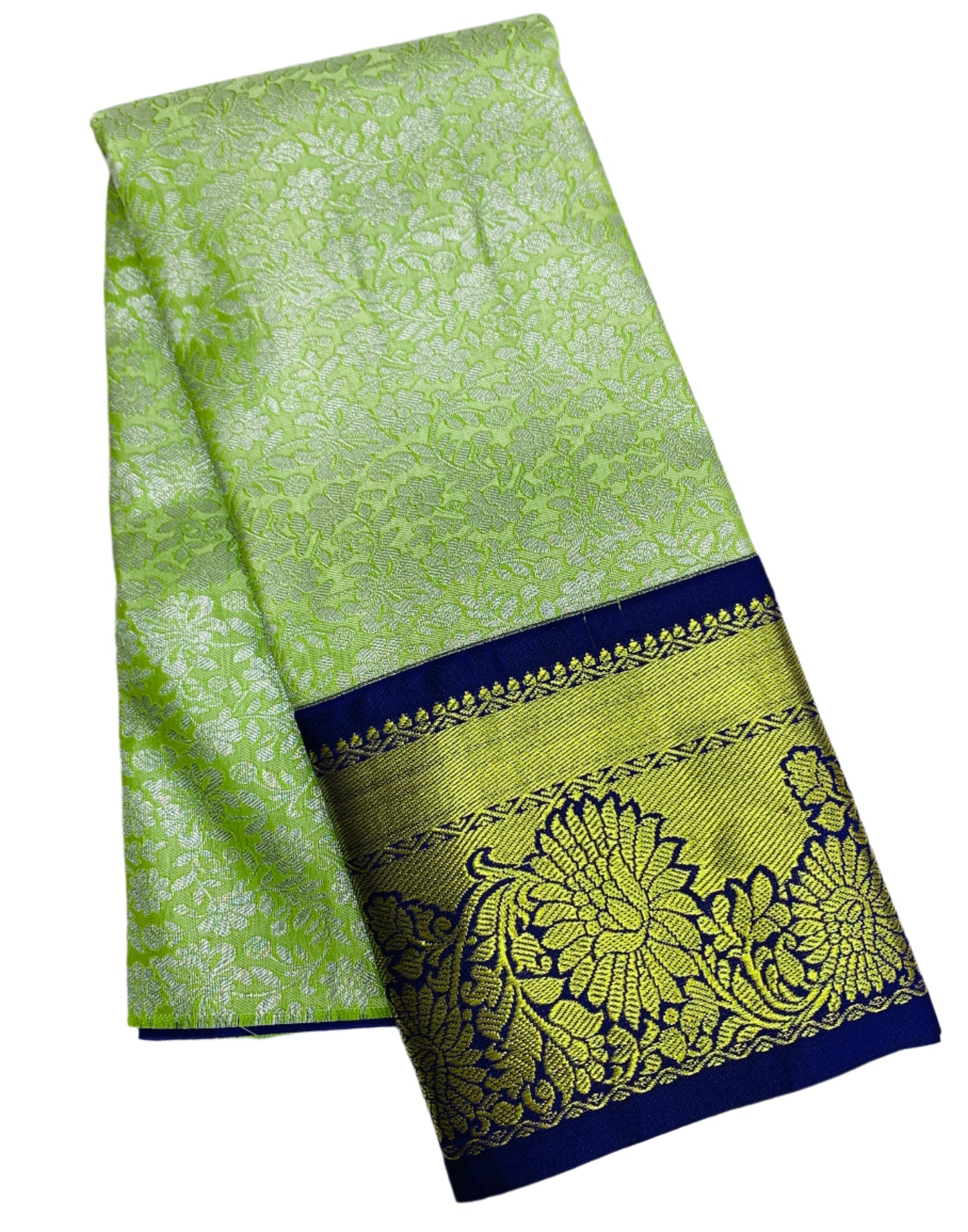 Pista Green Shade Vegan Silk Kids Pattu Pavadai with Contrast border for age 2 to 5