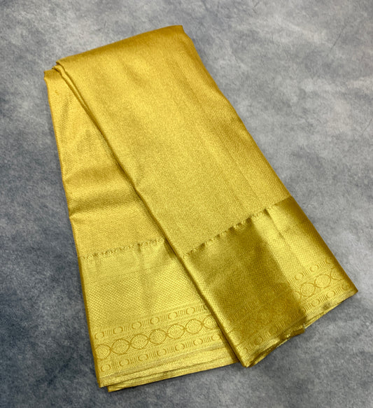 Fancy Tissue Saree Golden Colour with Self Colour Border
