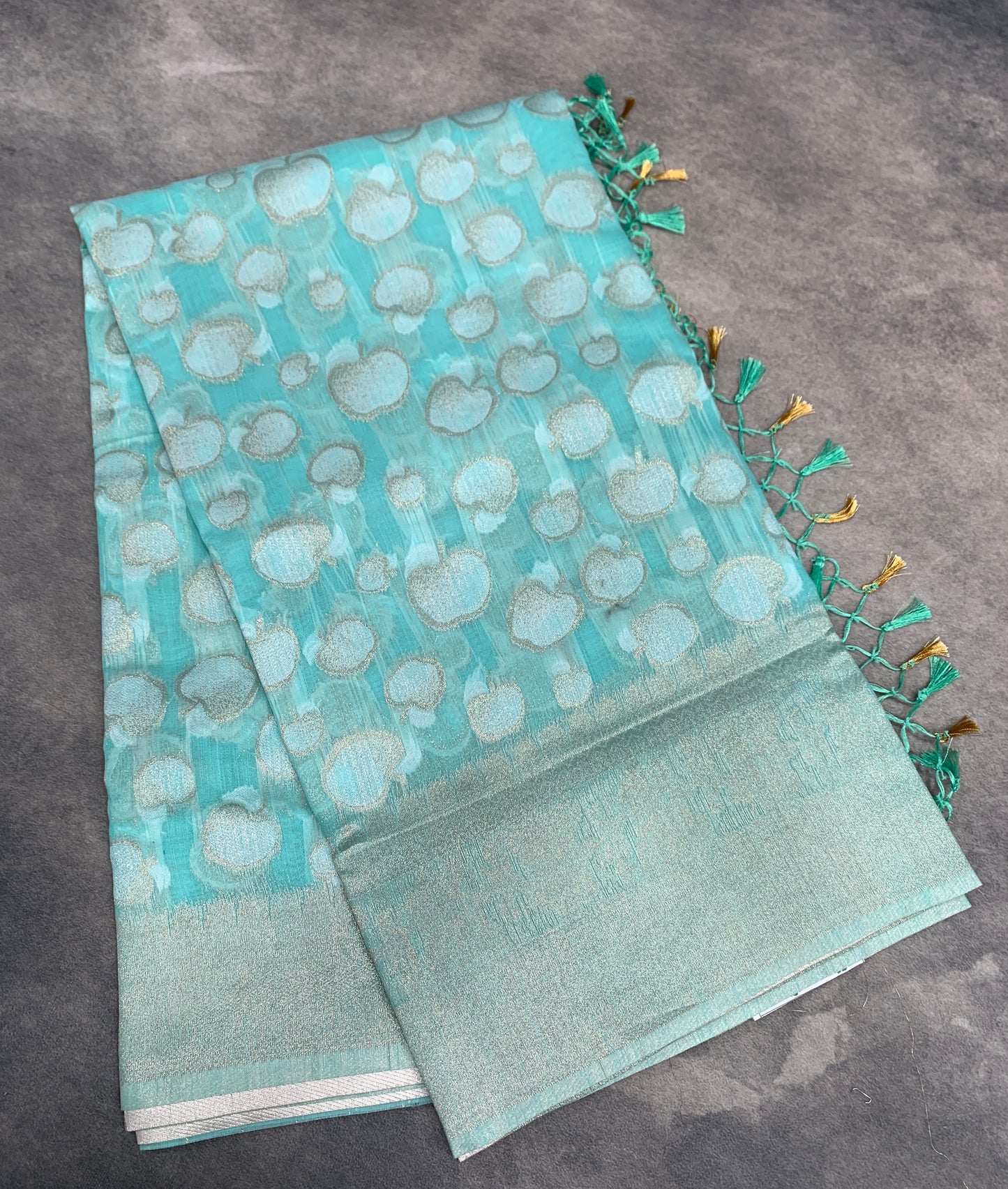 Banaras Katan Saree Sapphire Colour with Katan Work Border