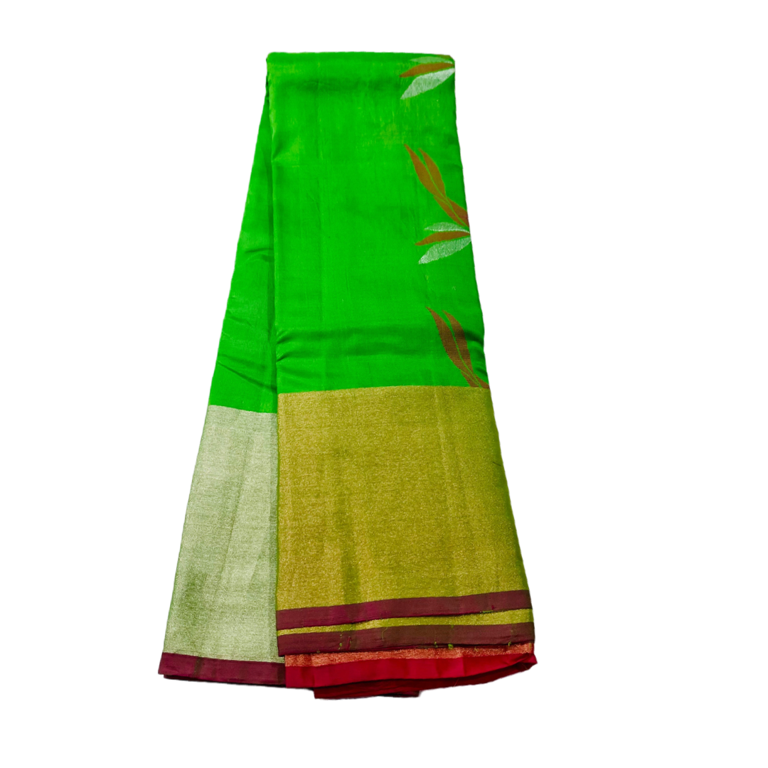 Pure Kachipuram Silk Saree Apple Green Colour