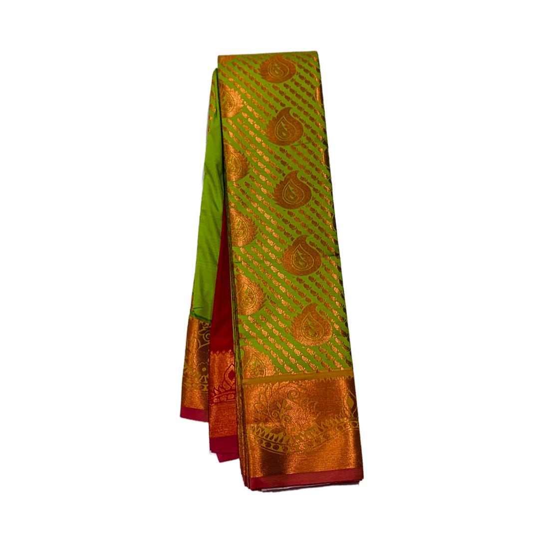 Apple Green shade Soft kanchi pattu with Mango design.