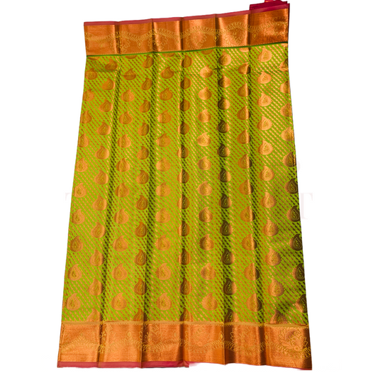 Apple Green shade Soft kanchi pattu with Mango design.