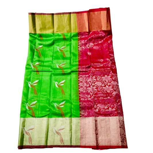 Pure Kachipuram Silk Saree Apple Green Colour