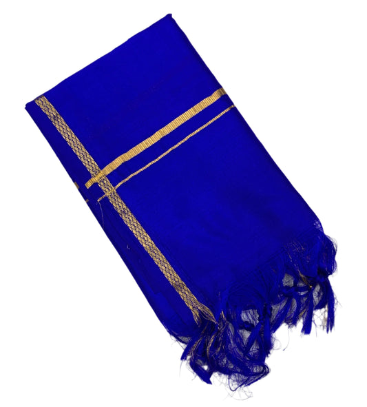 Silk Pooja Towel Ink Blue Colour