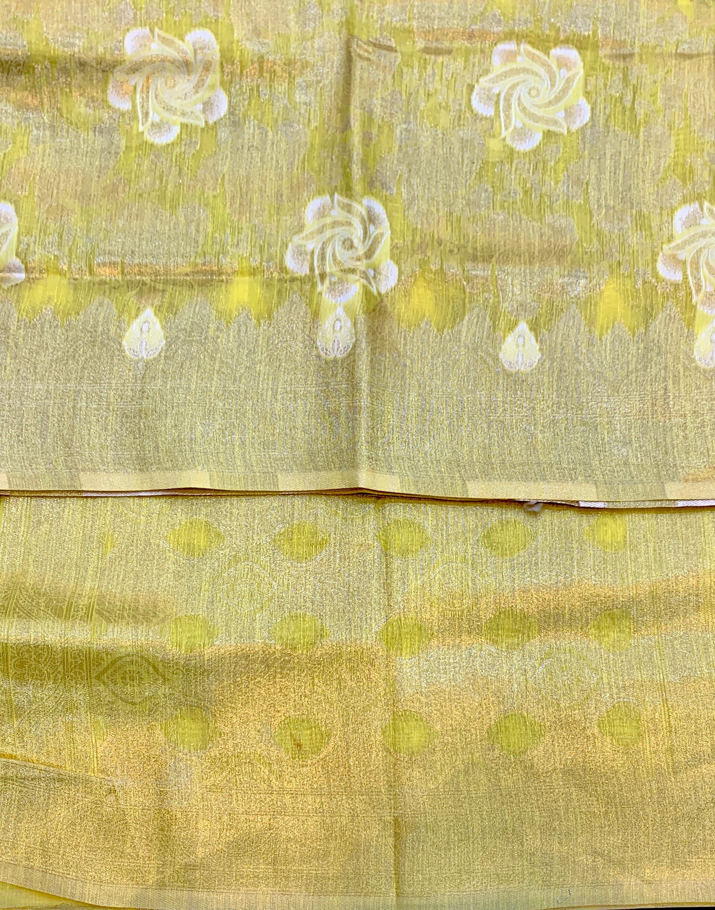 Banaras Katan Saree Yellow Colour with Katan Work Border