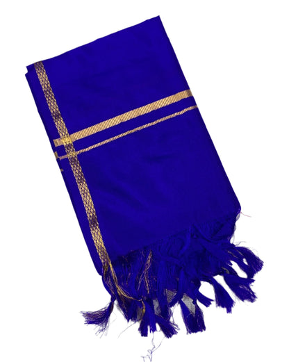 Silk Pooja Towel Blue Colour