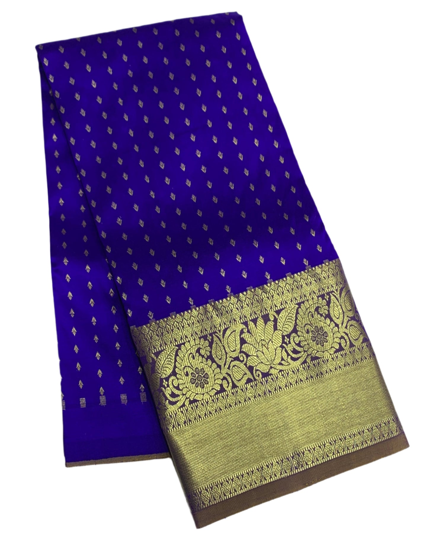 Blue Shade Pure Kanchipuram Kids Pattu Pavadai with Contrast border for age 2 to 5