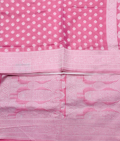 Banaras Katan Saree Baby Pink Colour with Katan Work Border