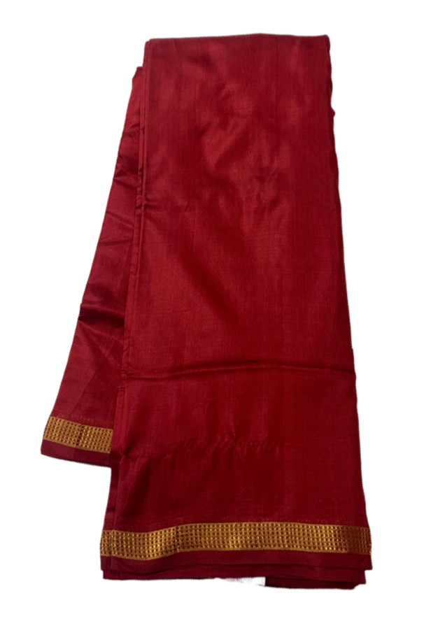 9 yards Pure Kanchipuram Silk Saree Maroon Colour